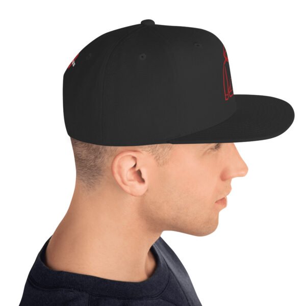 519Hodies snapback flat brim baseball hat in black with embroidered white logo on the front