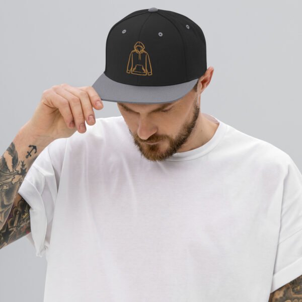 519Hodies snapback flat brim baseball hat in black with embroidered white logo on the front