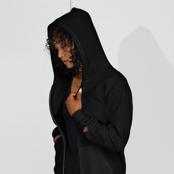 519Hoodies Pink Embroidered Zip up Hoodie (Black) - Image 3