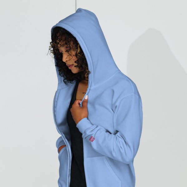 519Hoodies Pink Embroidered Zip up Hoodie (Baby Blue) - Image 3