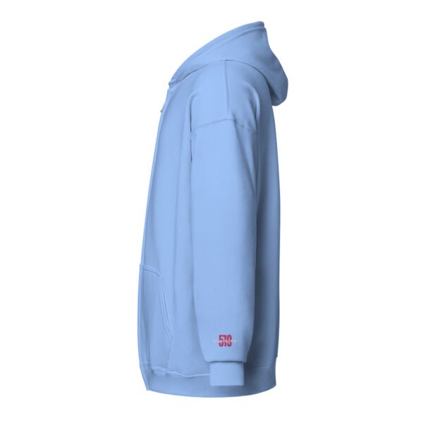 519Hoodies Pink Embroidered Zip up Hoodie (Baby Blue)