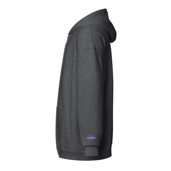 519Hoodies Purple Embroidered Zip up Hoodie (Dark Grey)