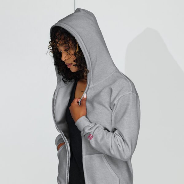 519Hoodies Pink Embroidered Zip up Hoodie (Grey) - Image 3