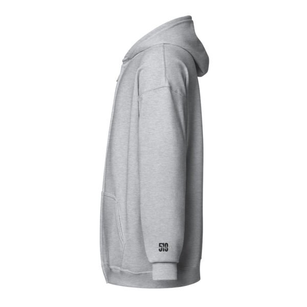 519Hoodies Zip Up Embroidered Sleeve Hoodie (Grey)