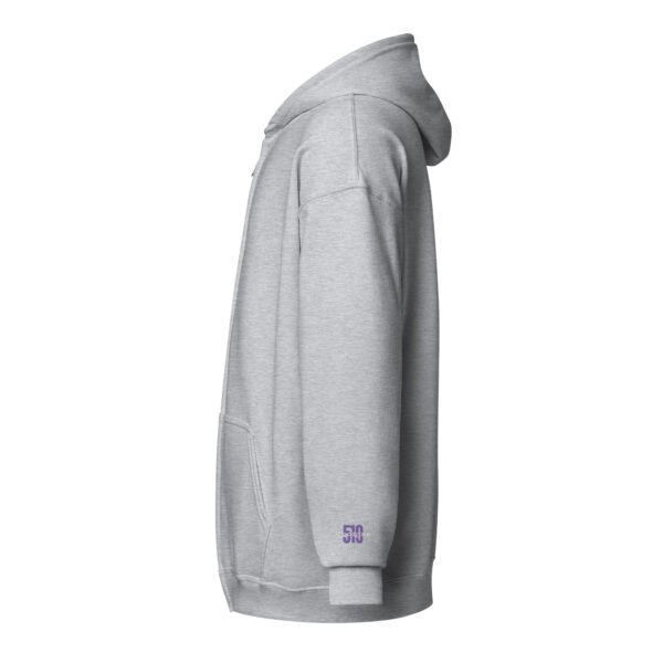 519Hoodies Purple Embroidered Zip up Hoodie (Grey)