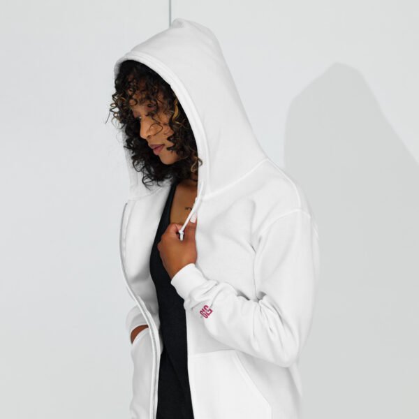 519Hoodies Pink Embroidered Zip up Hoodie (White) - Image 3