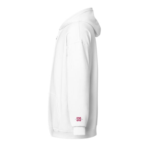 519Hoodies Pink Embroidered Zip up Hoodie (White)