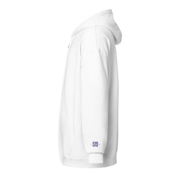 519Hoodies Purple Embroidered Zip up Hoodie (White)